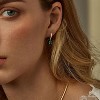 Dainty Drop Huggie Earrings | 14K Gold Plated with Diamond & Emerald Birthstone | Hypoallergenic Trendy Hoops for Women - 2 of 4