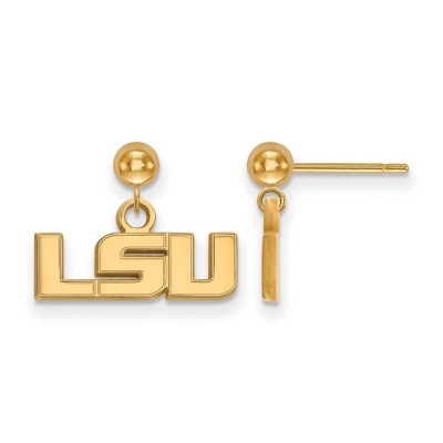 Black Bow Jewelry 14k Yellow Gold Louisiana State Fighting Tigers NCAA Dangle Earrings