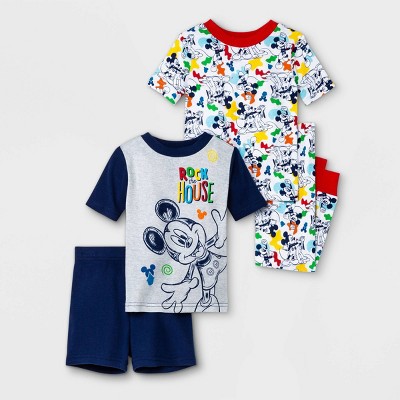 Baby Boys' 4pc Mickey Mouse & Friends Snug Fit Pajama Set - Blue 12M
