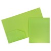 JAM 6pk 2 Pocket Heavy Duty Plastic Folders - Lime Green: Non-Pronged, 100 Sheet Capacity, Vibrant Green, 12x9 - 2 of 4