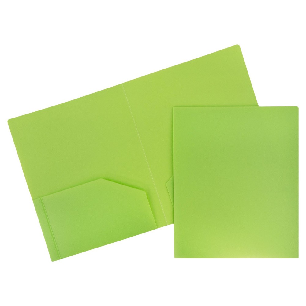 Photos - Accessory JAM 6pk 2 Pocket Heavy Duty Plastic Folders - Lime Green