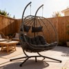 Double Egg Swing Chair with Stand Weather Proof Patio Hanging Egg Chair Swing Hammock Seat with Cushion Headrest for Indoor Outdoor Dark Gray - 2 of 4
