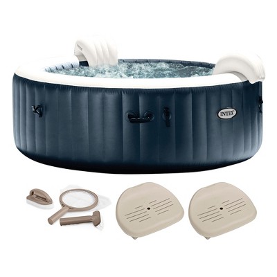 Intex PureSpa Plus 6 Person Inflatable Hot Tub Bubble Jet Spa, 85" x 28", with Maintenance Accessory Kit and Removable Slip Resistant Seats (2 Pack)