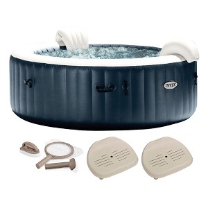 Intex PureSpa Plus 6 Person Inflatable Hot Tub Bubble Jet Spa, 85" x 28", with Maintenance Accessory Kit and Removable Slip Resistant Seats (2 Pack) - 1 of 4