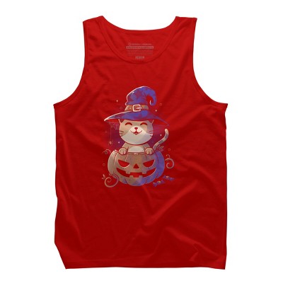 Men's Design By Humans Spooky Kitty Funny Cute Magic Halloween By EduEly Tank Top