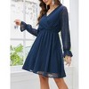 Womens Flutter Sleeve V Neck A Line Chiffon Elastic High Waist Casual Swing Curvy Dress - 4 of 4