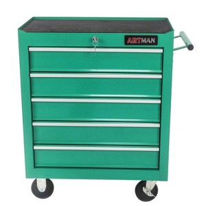 Belatt 5 Drawer Tool Cart - Lockable Mobile Tool Box, Ball Bearing Drawers, Powder Coated Steel, 4 Casters - 1 of 4