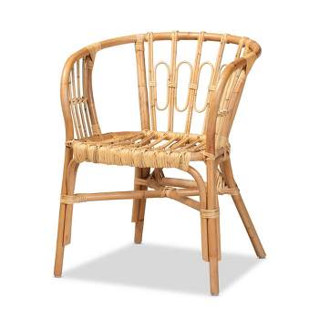 Luxio Rattan Chair Natural - bali & pari: Handmade, Geometric Open Backrest, Retro Charm, No Assembly Required