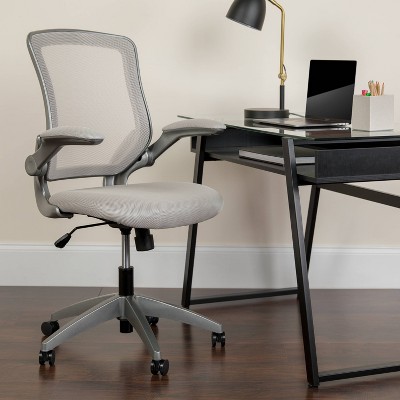 Mid Back Swivel Ergonomic Task Office Chair with Flip Up Arms Gray - Riverstone Furniture