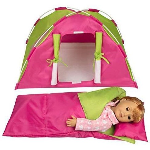 American girl doll camping tent purple, aqua, gray 