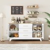 Jojoka Sideboard Buffet Cabinet with 2 Fluted Glass Doors, Modern Coffee Bar Cabinet with 3 Large Drawers and Adjustable Shelf - 2 of 4