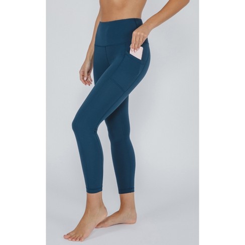 Yogalicious Lux Full Length Soft Leggings Teal Green Pockets Size