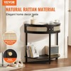 Yukimo Half-Moon Rattan Console Table - 2 Storage Drawers + Rattan Sliding Door, Curved Accent Table for Entryway/Living Room/Bedroom (Black) - 2 of 4