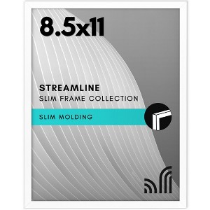 Americanflat Thin Picture Frame in White with Shatter Resistant Glass Horizontal and Vertical Formats for Wall & Tabletop - Picture Size 8.5"x11" - 1 of 4