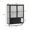 DOMETOUR 23.62" Glass Doors Modern Two-door Wall Cabinet with Open Shelf and Towel Rack for Entryway Living Room Bathroom Dining Room - 4 of 4