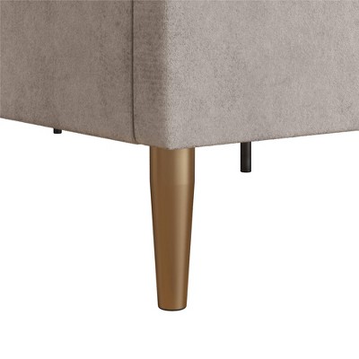 Ivory Velvet King Upholstered Bed with Tufted Headboard