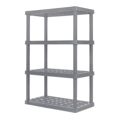 Gray 4-Tier Plastic Utility Storage Shelves