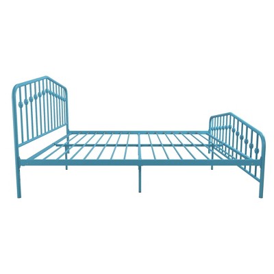 Sea Blue King Metal Frame Upholstered Bed with Drawer