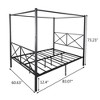 Metal Canopy Bed Frame, Platform Bed Frame Queen with X Shaped Frame Queen Black - 4 of 4