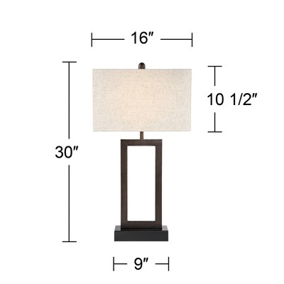 Bronze Rectangular Table Lamp with USB and AC Outlet