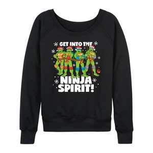 Women's - Teenage Mutant Ninja Turtles - Get Into The Ninja Spirit Lightweight French Terry Wide Neck Long Sleeve Shirt - 1 of 4