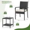 Costway 3 PCS Patio Furniture Set with 2-Tier Table Tempered Glass Tabletop & Soft Cushions White/Black/Brown - 3 of 4