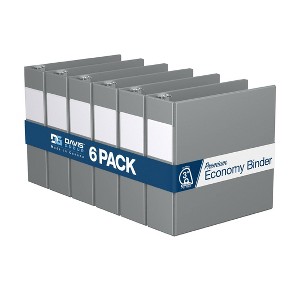 Davis Group 6pk 3" Premium Economy Round Ring Binders Gray: Hard Cover, 625 Sheet Capacity, 2 Pockets, Polypropylene - 1 of 4