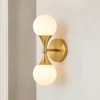 Rennnsan Fravelle 14" H Hardwired 2 - Light Double Globe Milk Glass Mid-Century Modern Dimmable Wall Sconce in Gold - 2 of 4