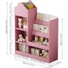 ALEXOUN 4-Tier Kids Bookshelf with Spacious Storage, Anti-Tip Safety & Sturdy Build, Toy Organizer for Children in Bedroom,Playroom,Classroom - 3 of 4