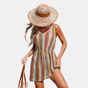 Beach Cover Up| In My Dreams Abstract Cover-Up Mini Dress - Multi - M