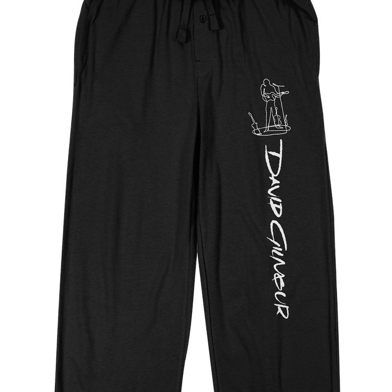 David Gilmour Guitar Player Line Art Men's Black Sleep Pajama Pants, 2 of 3