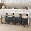Modern Bar Stools Set of 2 – White Faux Leather Upholstery, Comfortable Backrest, Metal Legs, Counter Height Chairs - 3 of 4