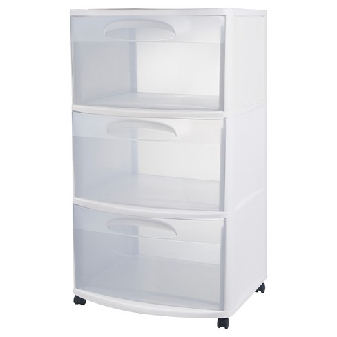 Sterilite Three Drawer Wide Cart With Clear Drawers Target