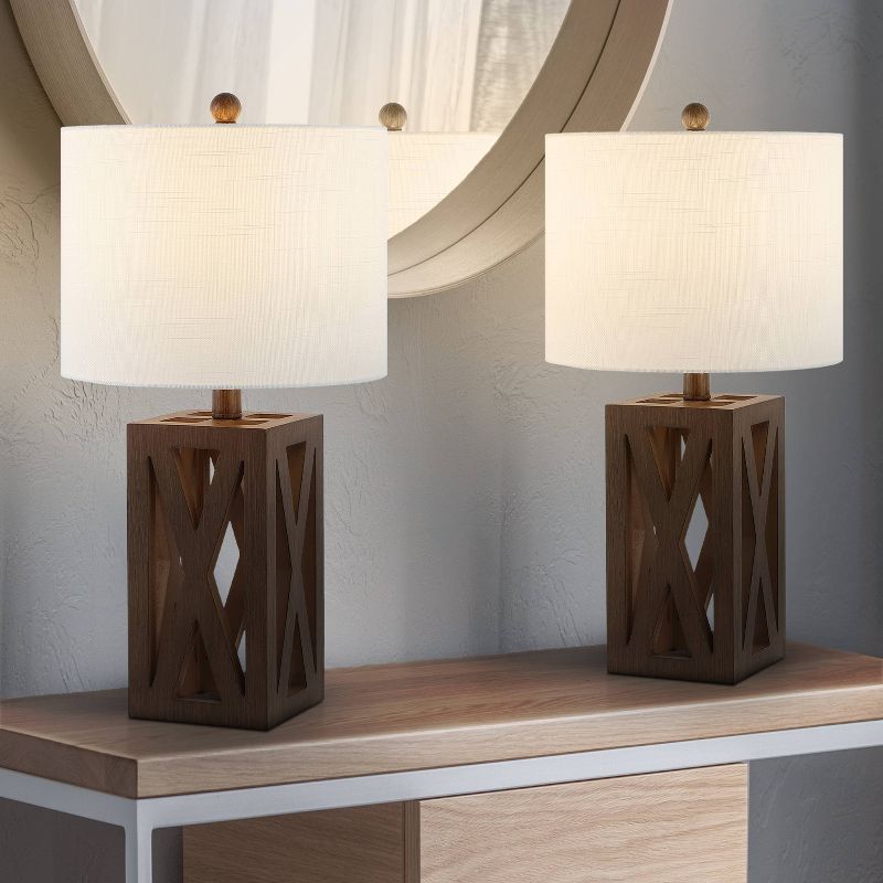 21.5" Stewart Farmhouse Wood Table Lamps (Includes LED Light Bulb) - JONATHAN Y, 4 of 10