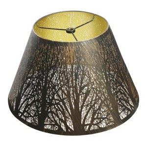 ALUCSET Metal Lamp Shade, Barrel Lampshade with Pattern of Trees for Table Lamp, 7" Top x 13" Bottom x 7.8" High, Spider Fitter, Bronze Gold - 1 of 4