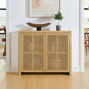 GDFStudio Marcus Rustic 39.40"W Wooden Storage Sideboard Cabinet with 2 Rattan Doors - 1 of 4