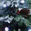 5ft. Flocked Pre-Lit Fiber Optic Artificial Pinecone and Berries Christmas Tree with 48 White LED Lights – Sparkling X-Mas Tree - 3 of 4