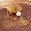 ELYA Women's Faux Pearl Stainless Steel Tassel Drop Necklace - 4 of 4