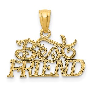 Black Bow Jewelry 14k Yellow Gold Best Friend Fancy Pendant, 19mm - 1 of 4
