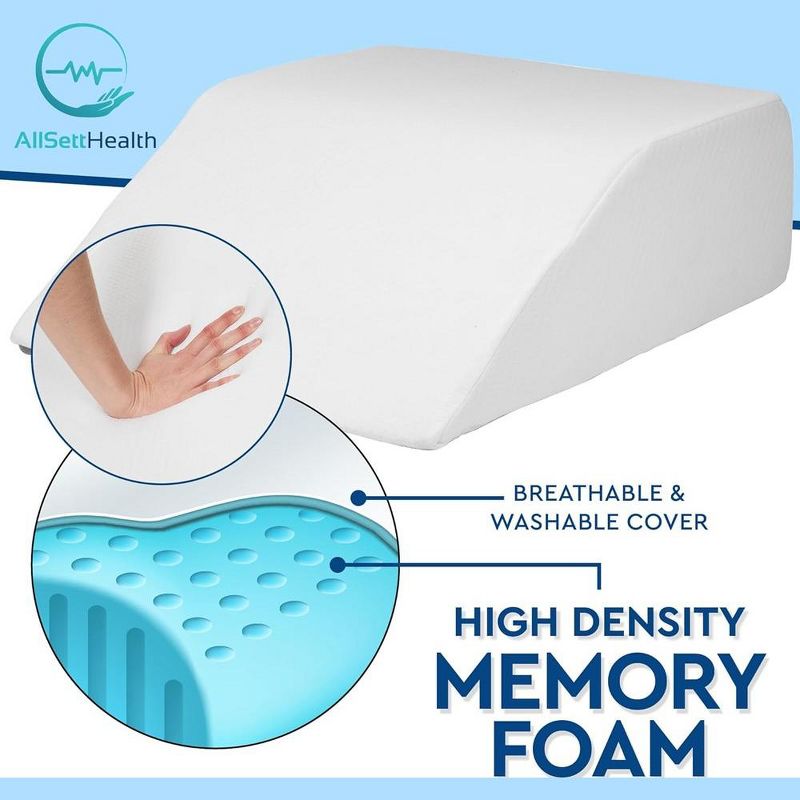 Allsett Health Leg Elevation Pillow - Memory Foam Top, Relieves Foot and Ankle Injury, Leg Pain, Hip, Knee Pain, Improves Blood Circulation, 4 of 9
