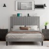 AMERLIFE Bed Frame, Velvet Upholstered Platform Bed with Channel Tufted Headboard - 3 of 4