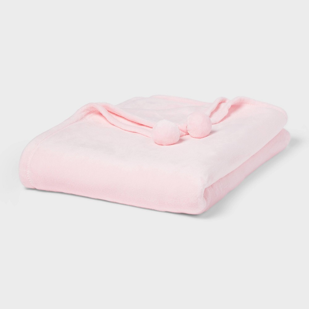 Twin Pom Pom Christmas Blanket Light Pink - Wondershop™