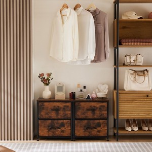 CAVINAS 2-Drawer Dresser,Set of 2,Modern Storage Cabinet Dresser for Bedroom or Entryway,Metal Frame and Wooden Top - 1 of 4