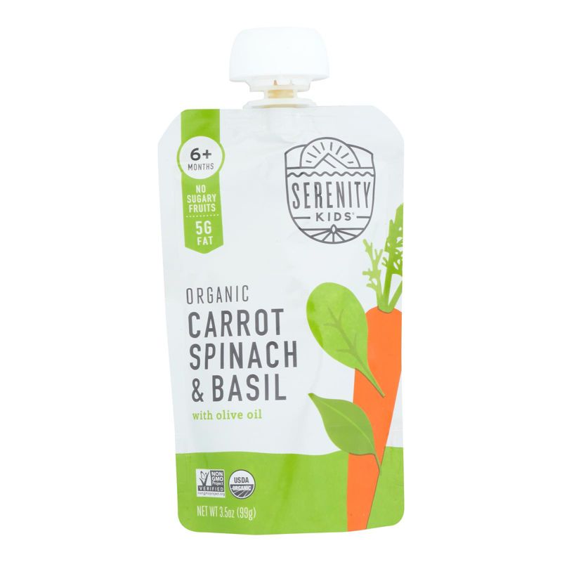 Serenity Kids Organic Carrot, Spinach, and Basil Puree 6+ Months - Case of 6/3.5 oz, 2 of 8