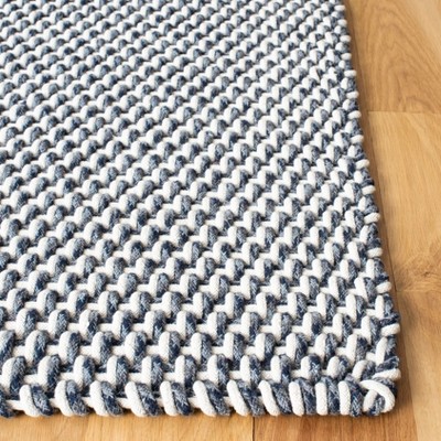 Coastal Breeze Hand-Knotted Blue Cotton 4'x6' Basket Weave Rug
