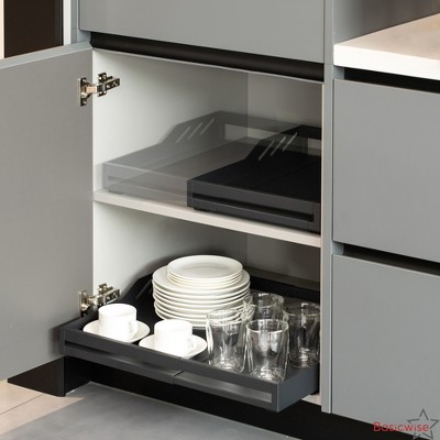 Basicwise Expandable Deep Drawer Organizer Adjustable Pull-Out Cabinet Storage Tray for Kitchen Organization — фото 5