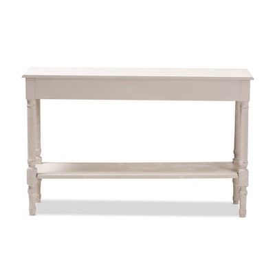 Ariella Country Cottage Whitewashed Console Table with Drawer