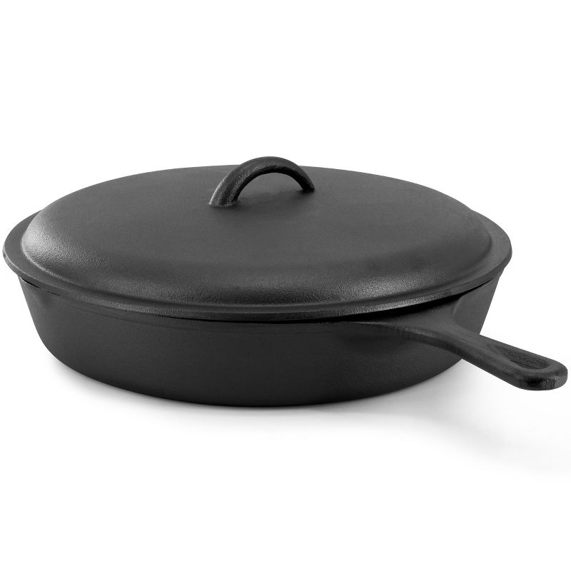 MegaChef 12 Inch Pre-Seasoned Cast Iron Skillet with Cast Iron Lid, 3 of 8