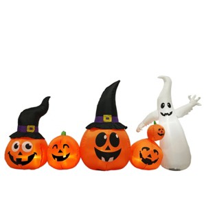 SEVOBAL Party Decorations Accessories 8FT Long Halloween Inflatables Pumpkins Ghost Outdoor Decorations, Blow Up Yard Decoration, Orange, 95"*30"*48" - 1 of 4
