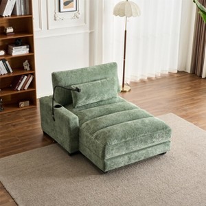 Beige Chenille Reclining Single-Sided Armrest Sofa With Bracket Ultra-Comfortable Single Recliner Sofa For Living Room - 1 of 4